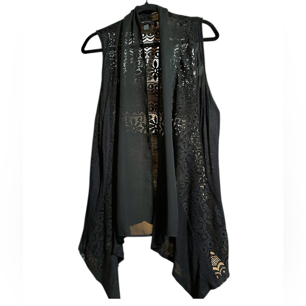 AB Studio Lace Panel Swing Sleeveless Vest Tunic sz L